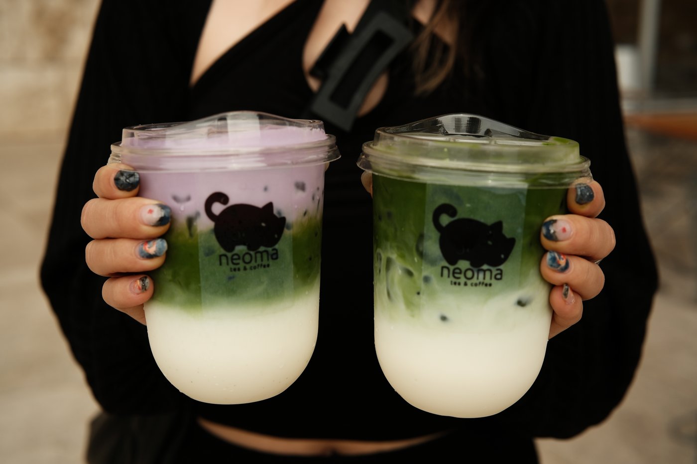 Neoma ube and matcha drinks